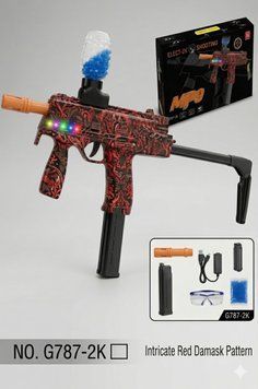 Пістолет-кулемет MP9 на орбізах електричний 3.7V Fire Red Graffiti G787-2К 34698 фото